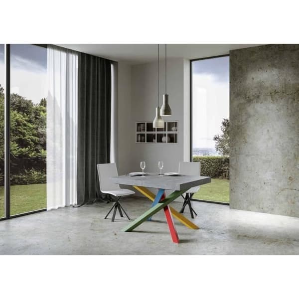Utdragbart bord - Volantis - 90x130/390 cm - Cement - Vit - Barn Cement