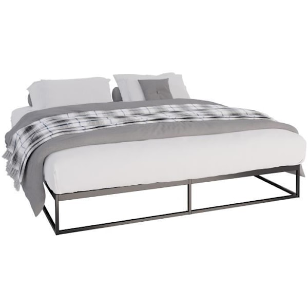 Scala Sängram i Metall med Lattenbotten - CLP - Svart - 200x180x25 cm - Belastningskapacitet 320 kg