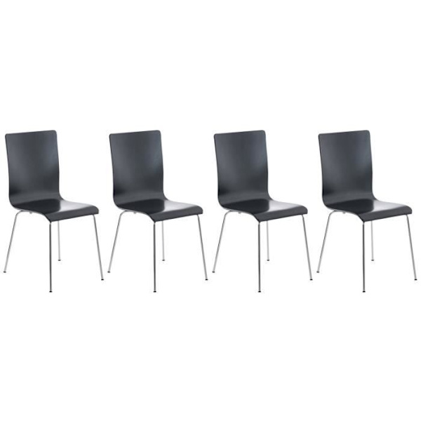 Set med 4 Pepe besöksstolar i trä - CLP - Svart - Ergonomisk design - Stabilitet Svart