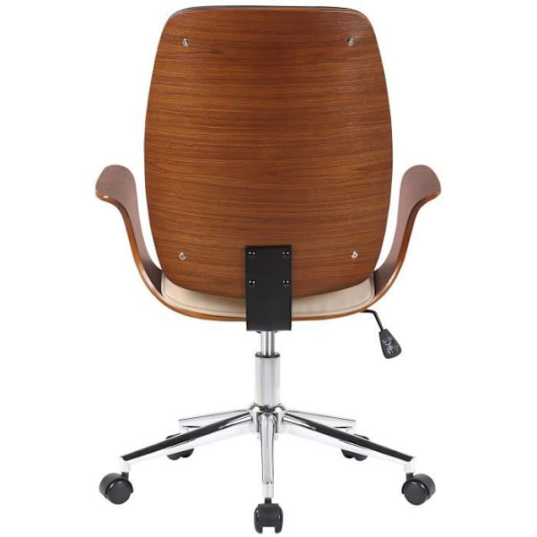 Kontorsfåtölj - CLP - Burbank - Sittskal av trä - Valnöt - Cream-Faux läder Valnöt - Cream-Leatherette