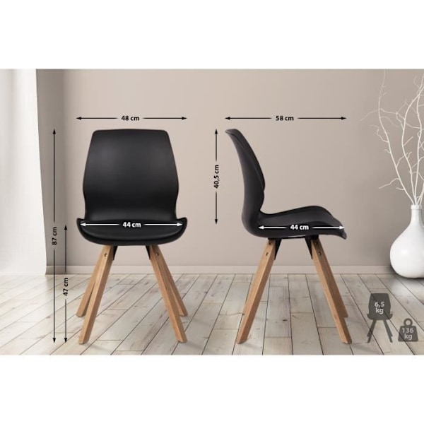 Matsalsstolar - Luna - Set om 2 - Skandinavisk design - Träpinnar - Svart Svart