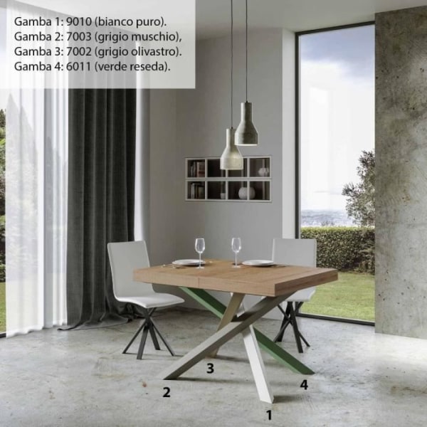 Utdragbart bord Volantis bord Utdragbart till 390 White Ash Top 90x130 Struktur 4/A Vit
