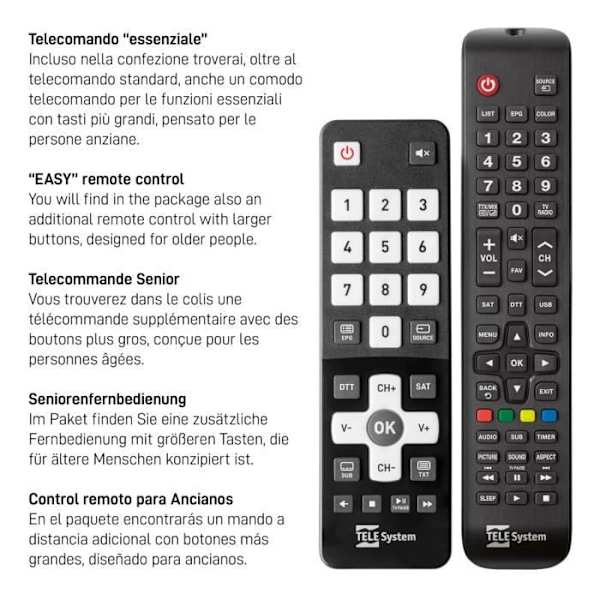 TELE System TV 24 tum TS24 LS14 DVB-T2/S2 kompatibel tivùsat