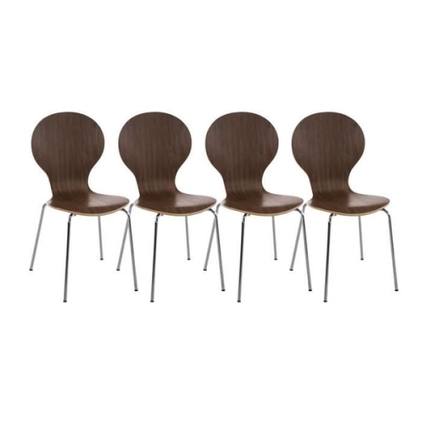 Robusta stapelbara stolar DIEGO - CLP - Set om 4 - Valnötsträ - Modernt - Design - Metall 12 färger att välja mellan