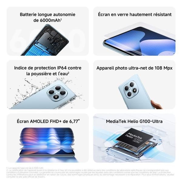 Smartphone - XIAOMI - REDMI Note 15 - 8 Go RAM - 256 Go - Batteri 6000mAh