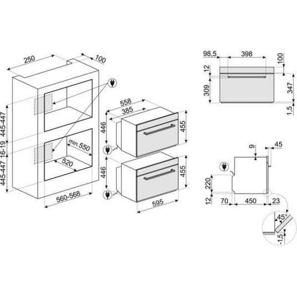 SMEG Inbyggd kombinationsmikrovågsugn SF4400MCX1, Elementi, kompakt kombination 44 liter