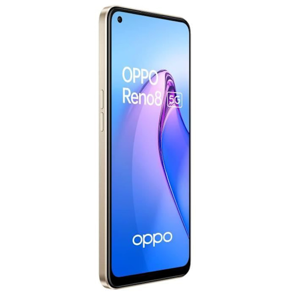 OPPO Reno8 256GB 5G guldskimrande smartphone - 6,4" skärm - Dual SIM - Android 10 skimrande guld
