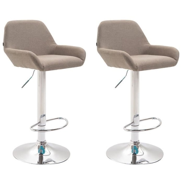 Braga barstolar i Taupe-Chrome-tyg - CLP - Set om 2 - Justerbar i höjdled - Modern design Taupe-Chrome