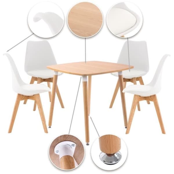 -CLP-Matgrupp Liborg med 1 Bord och 4 Stolar-Array naturlig/vit