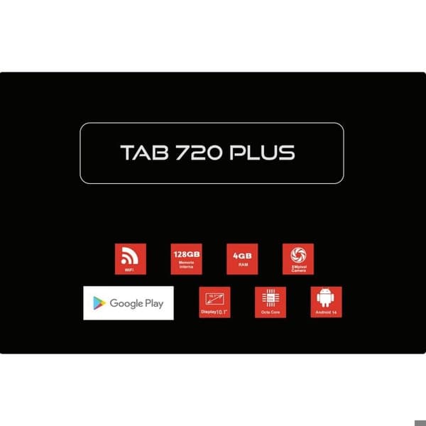Ny Majestic TAB 720 PLUS Surfplatta 10.1" 128GB 4GB RAM Android 14 Octa-core Svart/Blå