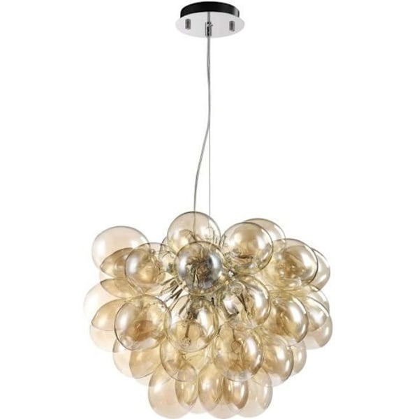 Modern taklampa - Maytoni - Krommetall - Bärnstensfärgad glas - 8 G9 28W LED-lampor Konjaksfärgad, Nickel