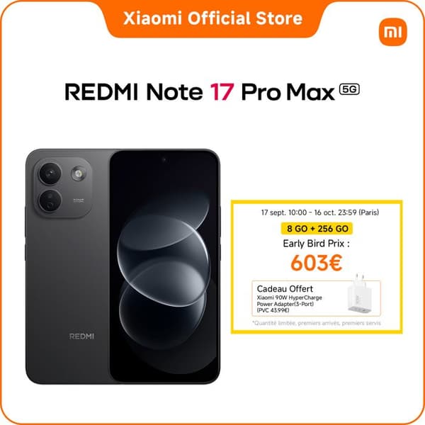 Smartphone - XIAOMI - Redmi Note 17 Pro Max 5G - 8GB RAM - 256GB - Svart Svart