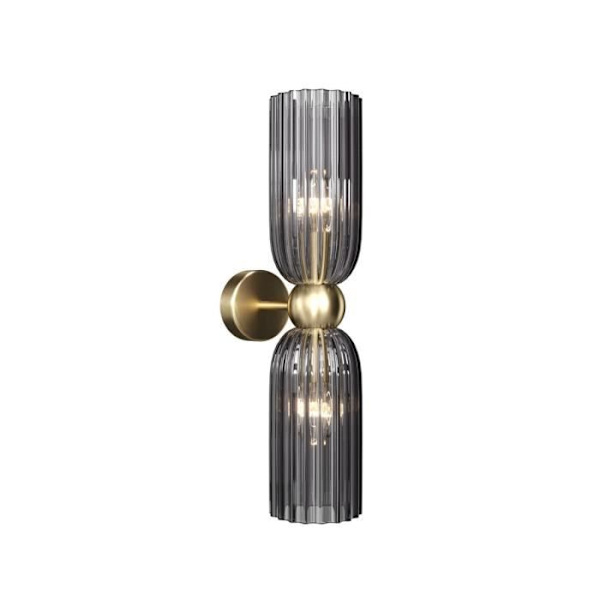 Maytoni Antic Modern 2 Light Up and Down Wall Light Gold, Grey Shade, E14