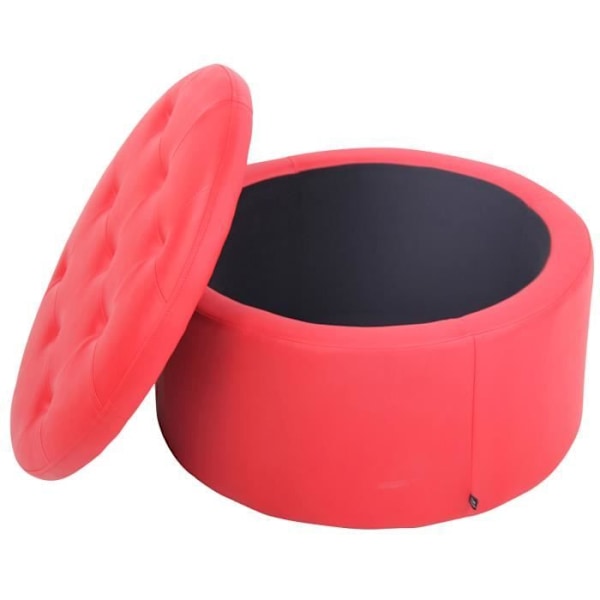 Puff - Evora bröstpall - CLP - Röd - Imiterat läder - Chesterfield design Röd