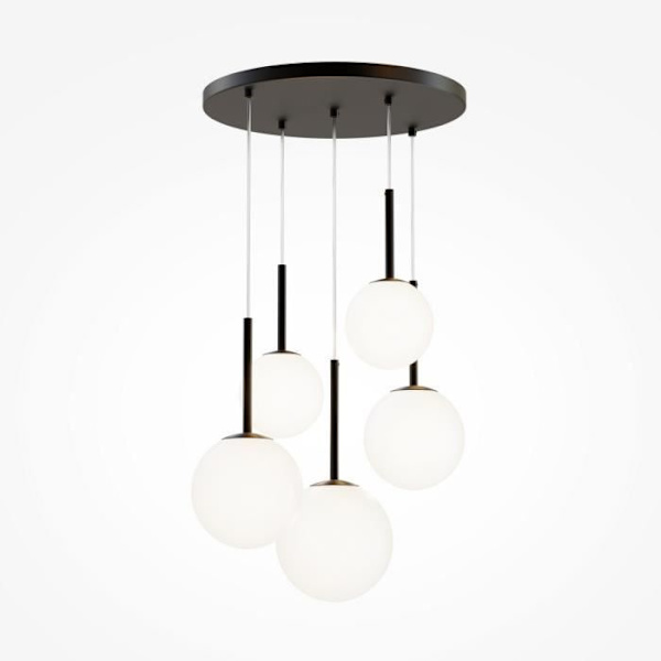Taklampa - Maytoni - Grundform - 5 Ljus - Matt Svart - E14 - Samtida Design