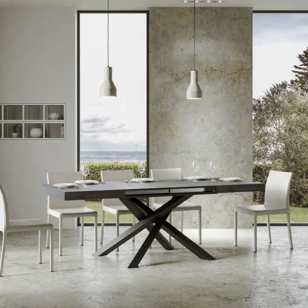 Utdragbart bord Utdragbart 90x140/244 cm Volantis Ciment ram Antracit Cement