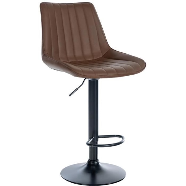 Barstol Toni i konstläder, metallegering, justerbar höjd, svängbar, brun-svart