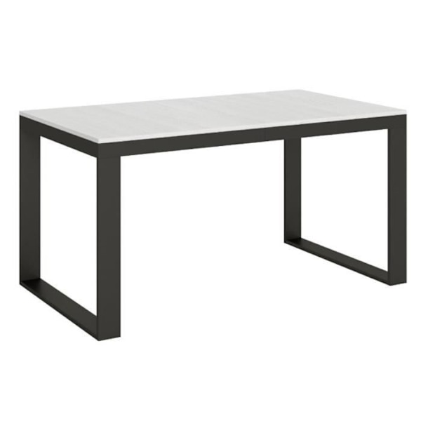 Modernt utdragbart bord 6 till 20 platser L 160 till 420 cm vit och antracit metallram Likro Vit