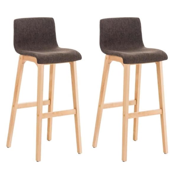 -KLP-Lot de 2 barstolar Hover i tyg Ben i naturträ-Array kastanj