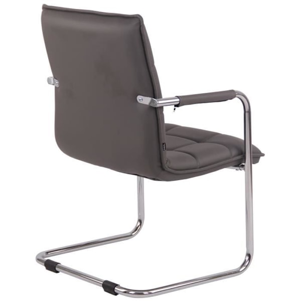 Set med 2 Cantilever Stolar Gandia Äkta Läder Med Kromade Metallskidor, Grå-Krom. Grå