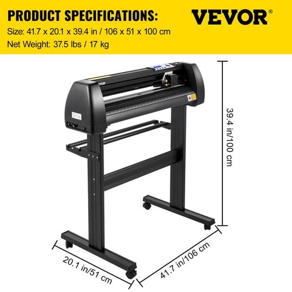 Vinylskärplotter - VEVOR - 870 mm - Stöder Windows, MAC - LED - Justerbar styrka, hastighet - Tillverkning av skyltetiketter
