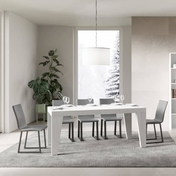 Bord NAXY - ask - 90X180 utdragbart till 284 cm Vit