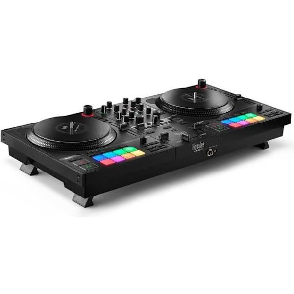 HERCULES DJCONTROL INPULSE T7 - Svart motoriserad DJ-kontroller med två däck