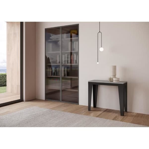 Väggkonsol Utsträckbar 90x40/196 cm Flame Small Evolution Grå Betong ram Antracit Grå