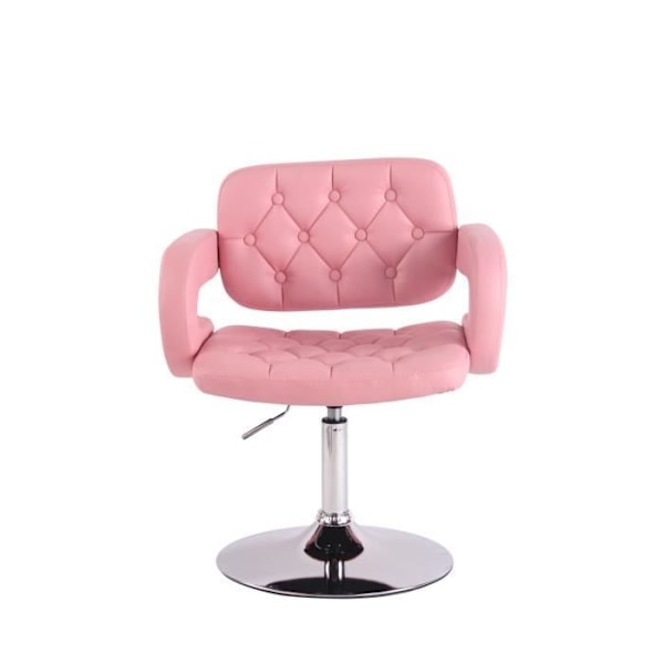 Dublin Faux Leather Lounge Chair - Sockel med central pelare i kromad metall, Rosa Rosa