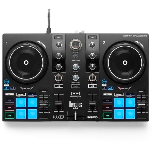 DJ-kontroller USB - DJ Control Inpulse 200 MK3 - USB-C bussdriven - Taktile joghjul 90 mm - 4 multifunktionella pads