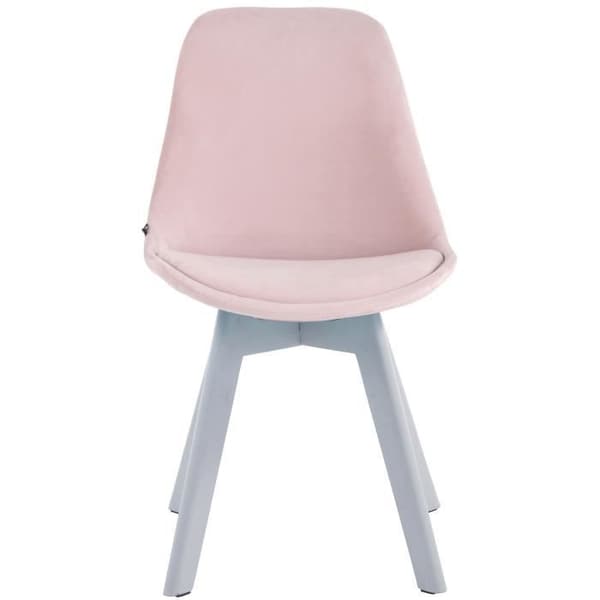 Set med 4 Retro Borneo V2 Stolar i Sammet med Solida Träben, Rosa-Vit rosa