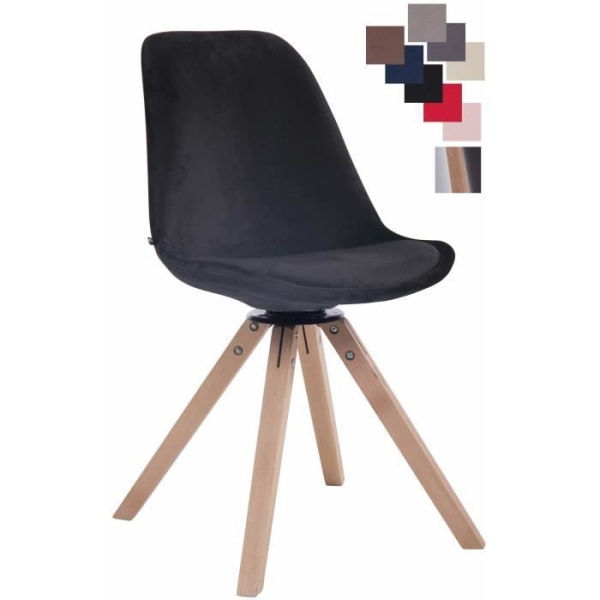 Troyes retro design matsalsstol i svart sammet - CLP - Vridbar sits Svart