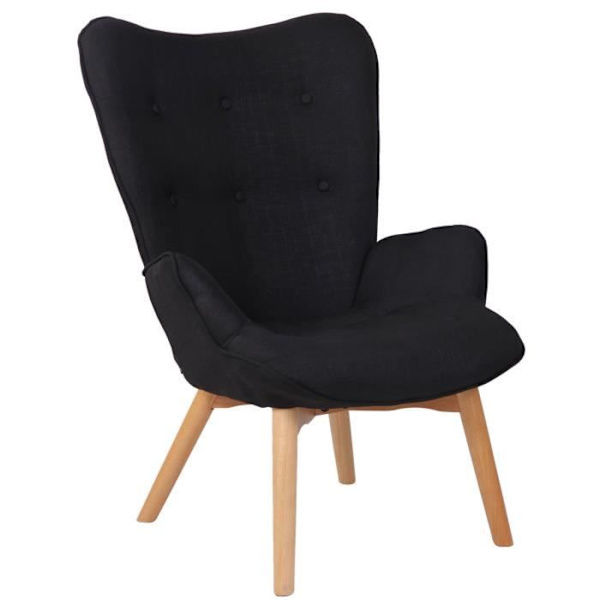 Lounge Fåtölj - Durham - Svart - Massivt trä - Inomhus - Att montera själv Svart