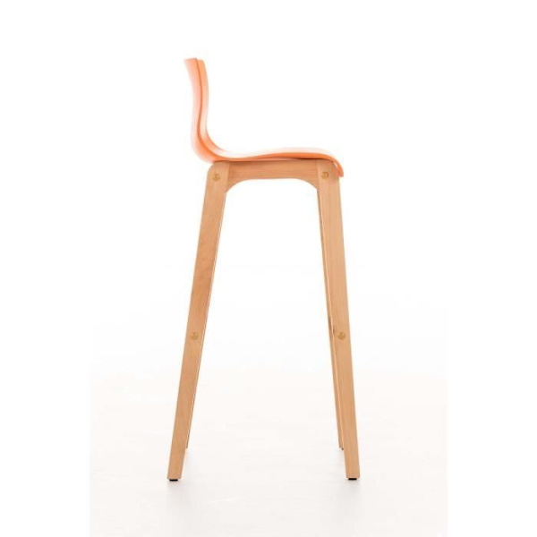 -CLP-Barstol Hover Plasticsäte med Träställning Natur-Array orange