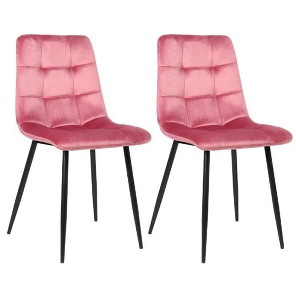 Tilde matsalsstolar - CLP - Set med 2 - Rosa sammet - Svart metallbas Rosa