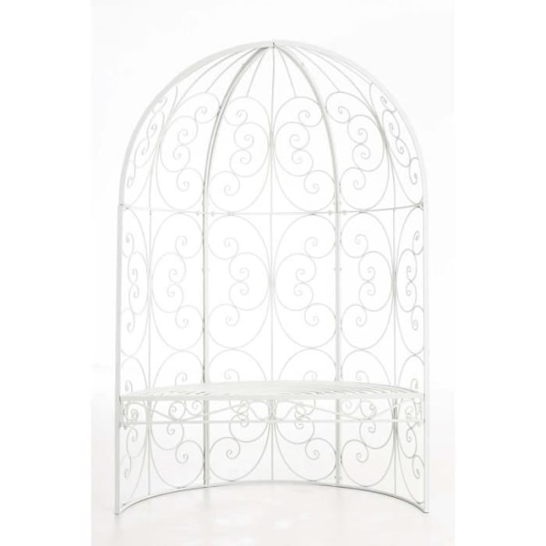 Roséarbåge - Rosie - Halv pavilion - Trädgårdbänk - Vit - Elegant design Vit
