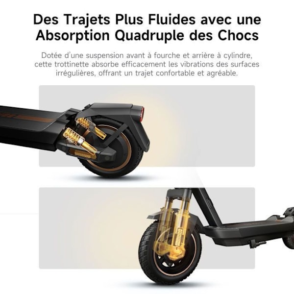 Trottinett Électrique NAVEE GT3, Räckvidd 50km, Maxhastighet 25km/h, Däck 10", 700W Max, antispinnsystem TCS, Fällbar - Svart Svart