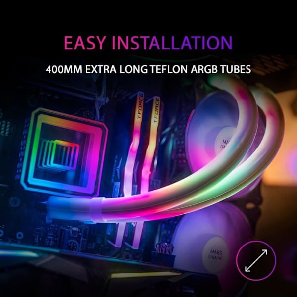 Kit vattenkylning AIO - Mars Gaming - ML-Ultra RGB - 240mm - Vit - Anpassningsbar RGB-belysning