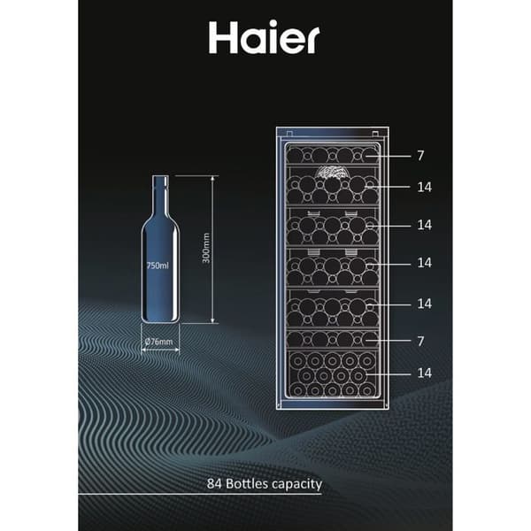 Vinkyl - HAIER - HWS84GA - 1 zon - 84 flaskor - LED-belysning