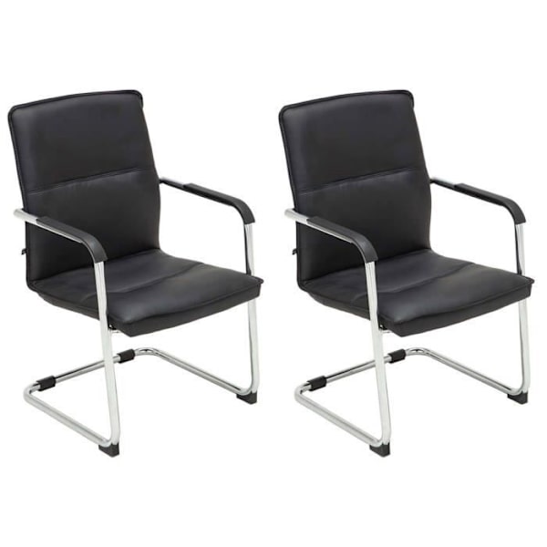 Set med 2 besöksstolar i Seattle konstläder - CLP - Svart - Modernt - Design - Med armstöd Svart