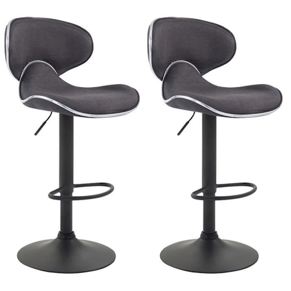 Set med 2 st Las Vegas V2 barstolar i tyg - Mörkgrå-Svart - Justerbar i höjdled - Modern design Mörkgrå-svart