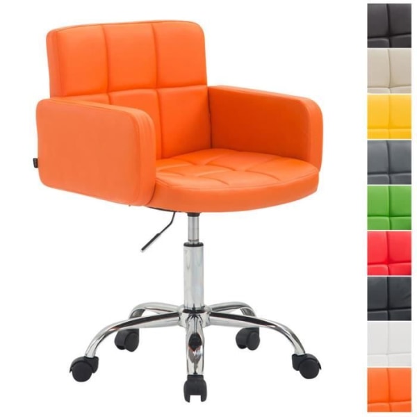 Ergonomisk arbetspall LOS ANGELES - CLP - Höjdjusterbar klädd i konstläder - Orange Orange