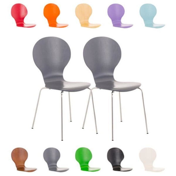 Set med 2 DIEGO stapelbara stolar - CLP - Träsits - Ergonomisk - 10 färger Grå