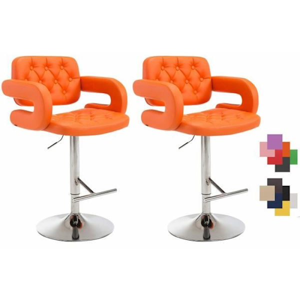 Set med 2 Dublin Barstolar i konstläder - CLP - Justerbar i höjdled - Med armstöd - Orange Orange