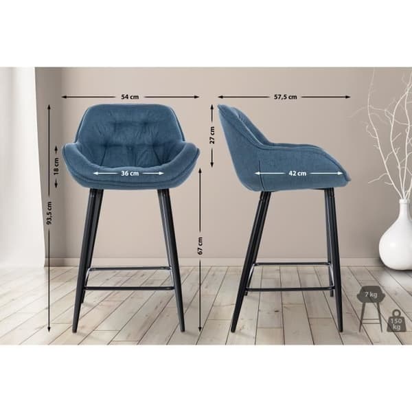 -CLP-Set med 2 Gibson barstolar med metallben-Array blå