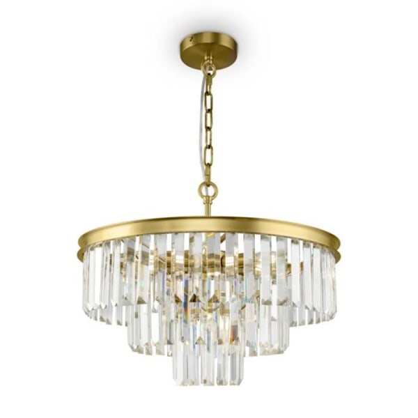 Taklampa - Maytoni - Revero - 7 glödlampor - Metall och glas - Tidlös klassiker mässing, Transparent