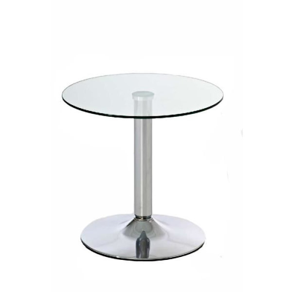 CLP IKARUS runt glasbord, Ø 50 cm, höjd 48 cm, krom pelarbord, glasbord med skyddsglas