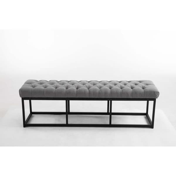 Bänk - CLP - Amun - Tyget 100% polyester - Svart metallben - 150 cm Grå