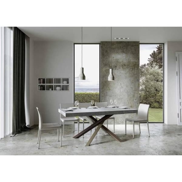 Utdragbart bord - Volantis - 90x160/420 cm - Cement - Vit - Barn Cement