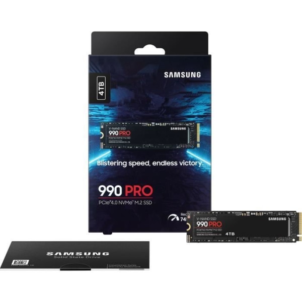 SAMSUNG - 990 PRO - Intern SSD - 4 TB - PCIe 4.0 - NVMe 2.0 - M2 2280 - Upp till 7450 MB/s (MZ-V9P4T0BW)